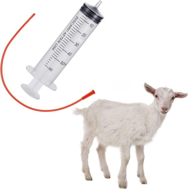 3 Sets Puppy Kitten Feeding Tube Kit, 3 Pcs 60 ml Clear Plastic Goat Syringe 3 Pcs 14 FR Red Rubber Feeding Tube, Feeding Syringe Feeding Tube Supplies for Lamb Goat Animals - Image 4