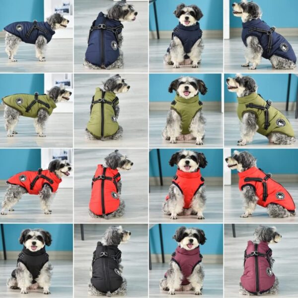 Gyuzh Dog Coat with Harness Winter Dog Coat Fleece Dog Jacket Waterproof Dog Coat Zipper Dog Jacket Puppy Coat Small Dog Clothes Dog Coat with Reflective Harness for Smal Medium Large Dogs - Image 4