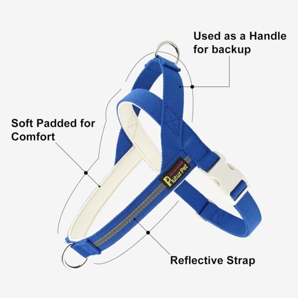 Plutus Pet Cotton Dog Harness and Leash Set, Reflective and Soft Padded, Quick Fit Vest Harness, for Small, Medium and Large Dogs, Royal Blue, M - Image 2