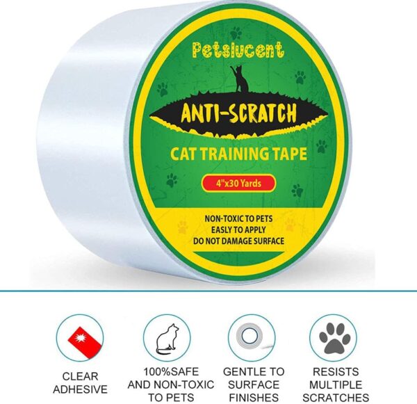 Petslucent Cat Scratch Furniture Protector Tape, Cat Anti Scratch Deterrent Training Tape, Double Sided Clear Sticky Paws Guards for Carpet, Sofa, Couch, Door (3''x 30 Yards) - Image 6