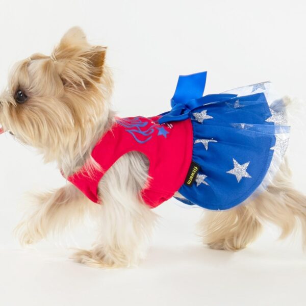 Fitwarm Happy 4th of July Dog Tulle Dress, Patriotic Dog Clothes for Small Dogs Girl, Cat Apparel, Red, Royal Blue, Large - Image 4