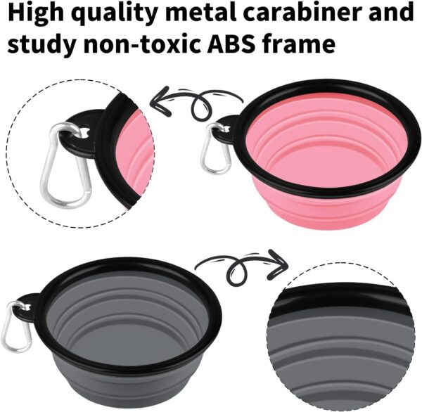 COOYOO Collapsible Dog Bowl,2 Pack Collapsible Dog Water Bowls for Cats Dogs,Portable Pet Feeding Watering Dish for Walking Parking Traveling with 2 Carabiners - Image 5