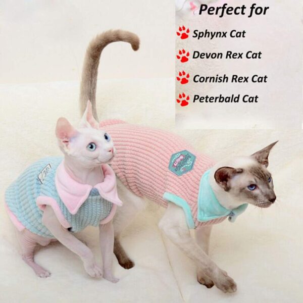 Bonaweite Hairless Cats T-Shirt Dress, Breathable Cat Wear Clothes Vest Shirts for Sphynx, Cornish Rex, Devon Rex, Peterbald - Image 3