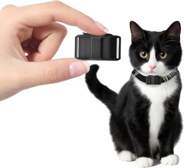 Rechargeable Cat Shock Collar with 2 Training Modes – Stop Meowing & Correct Bad Behavior Effectively | No Remote Control Needed | for Small to Medium-Large Cats 5-15lbs, Black