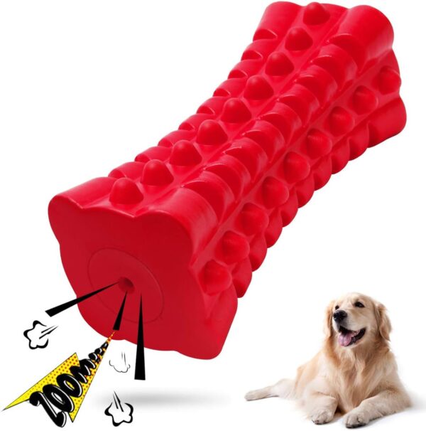 VANFINE Tough Squeaky Dog Toys for Aggressive Chewers - Dog Chew Toys for Aggressive Chewers Large Breed Stick - Durable Dog Toys for Aggressive Chewers Non-Toxic Natural Rubber Beef Flavor (Red)