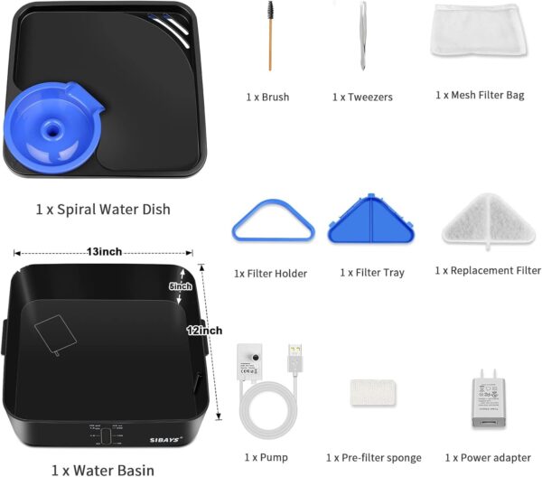 SIBAYS 230OZ 1.8GAL 7L Dog Water Fountain for Large Dogs, Medium Dogs and Cats Automaticlly Super Quiet,Pet Water Fountain for Cats,5 Layer Filter, Visible Water Reminder BPA-Free Material - Image 8