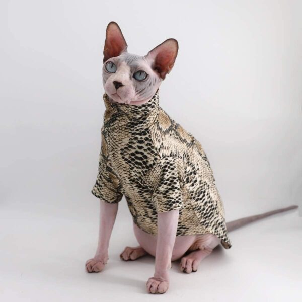 Limited Edition Cool Sphynx Hairless Cat Summer Snake Skin pattern Cotton T-Shirts Pet Clothes, Round collar vest Kitten Shirts sleeveless, Cats & Small Dogs Apparel (XXL (11-13 lbs), Black) - Image 4