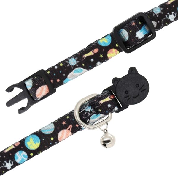 Cat Collar, 2 Pack Breakaway Collar with Bells, Safety Buckle Kitten Collars for Boy and Girl Cats, Star and Moon - Image 2