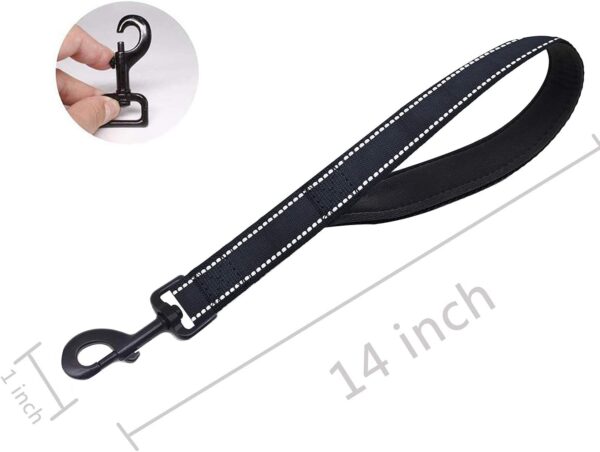 Short Dog Leash Heavy Duty Dog Leash with Comfortable Padded Handle Reflective Training Dog leashes for Medium Large Dogs Up to 80lbs Black - Image 2