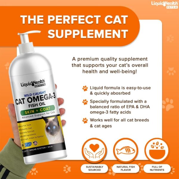 Liquid Health Pets Purr-Fection Omega 3 Fish Oil for Cats - Liquid Omega 3 for Cats with EPA+DPA+DHA, Cat Omega 3 Supplement May Reduce Itching, Support Joint, Immunity, Brain, Heart Health (8 Oz) - Image 2