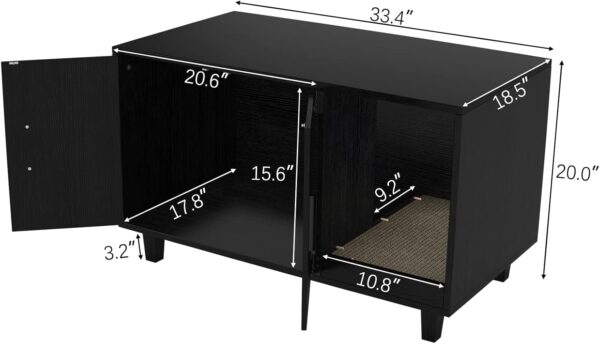 GDLF Modern Wood Pet Crate Cat Washroom Hidden Litter Box Enclosure Furniture House as Table Nightstand with Scratch Pad,Stackable (Black) - Image 4