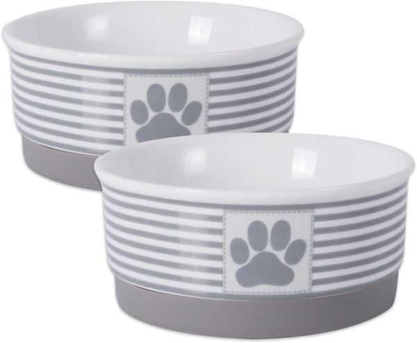 Bone Dry Paw & Patch Ceramic Pet Collection, Small Set, 4.25x2", Gray, 2 Piece