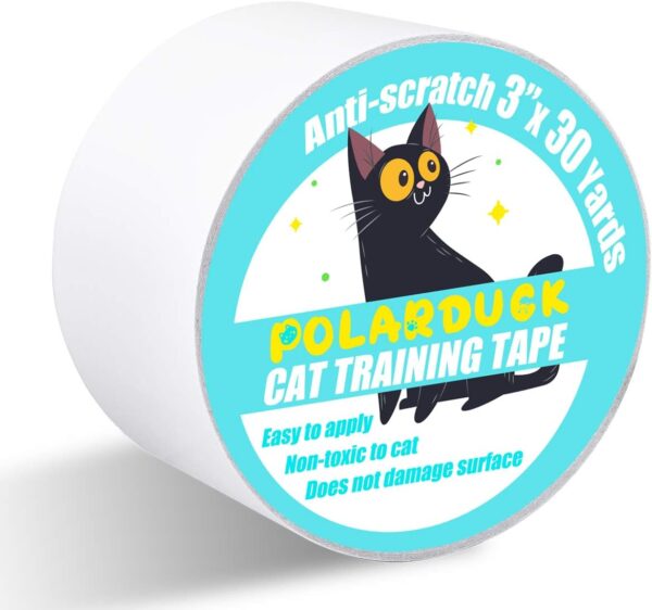 Anti Cat Scratch Tape, 3 inches x 30 Yards Cat Training Tape, 100% Transparent Clear Double Sided Cat Scratch Deterrent Tape, Furniture Protector for Couch, Carpet, Doors, Pet & Kid Safe