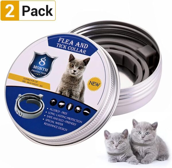 Pet Flea Collar Small Size Flea and Tick Prevention for Cats, 2 Pack Flea and Tick Collar for Cats, 38cm/15 inch, 8 Month Protection - Image 2