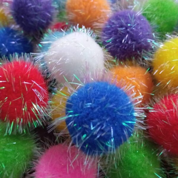 30 Pieces Sparkle Pom Pom Balls for Cat - Interactive Glitter Balls, Multicolor, Size of 1.2 inches, Best as Kitten Play Toys… - Image 7