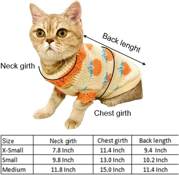 ANIAC Fall Dog Sweater for Small Dog Girl Strawberry Knitted Cat Sweater Winter Puppy Clothes Turtleneck Kitten Knitwear Could Weather Outfit for Teacup Chihuahua Yorkie Poodle (Small, Orange) - Image 4