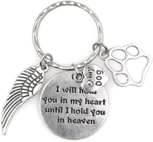 I Will Hold You in My Heart Until I Hold You in Heaven Angel Wing Pet Memorial Gift Sympathy Canine Pooch Pup Beloved Companion Four-Legged Friend Fur Baby Puppy Paw I Love My Dog Keychain 114P