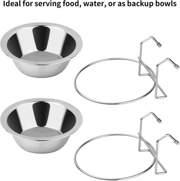 2PCS Hanging Dog Bowls for Kennel Outside or Inside,7.5oz Stainless Steel Dog Crate Water Bowl No Spill, Dog feeder Food holder Puppy Bowls for Small Dog Crate,Dog Cage Dog Kennel Accessories - Image 3