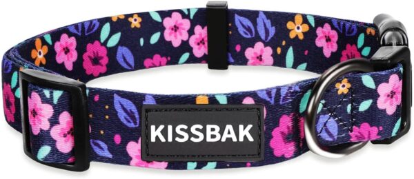 KISSBAK Dog Collar for Large Dogs - Special Design Cute Girl Dog Pet Collar Soft Adjustable Fancy Floral Girl Puppy Dog Collars (L, Floral)