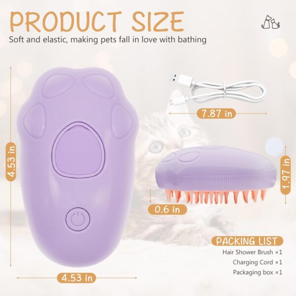 Pet Steam Brush - 3 In 1 Steamy Cat Brush, Rechargeable Steamy Pet Brush Self Cleaning Cat Groom Brush, Silicone Spray Cat Steamer Brush Massage, Pet Hair Removal Comb For Cat Dog - Image 6