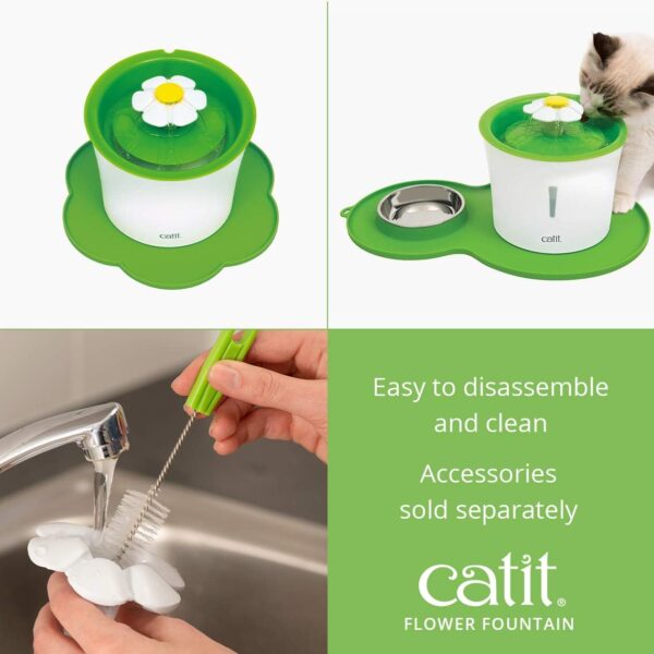 Catit Flower Fountain with Triple Action Filter, Cat Drinking Water Fountain, 3 L, Green - Image 9