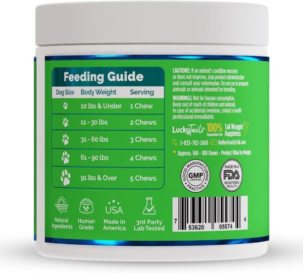 LuckyTail’s Natural Flea and Tick Prevention for Dogs - Brewers Dried Yeast with Garlic for Dogs - Vitamin B Supplements for Dogs - Made in The USA - Aprox. 180 Soft Chews - Image 4