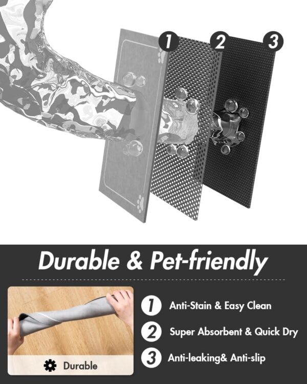 Pet Feeding Mat-Absorbent Quick Dry Dog Mat for Food and Water Bowl-No Stains Easy Clean Dog Water Dispenser Mat-Dog Accessories-Cat Dog Feeding&Watering Supplies-Dog Water Bowl Mat for Messy Drinkers - Image 6