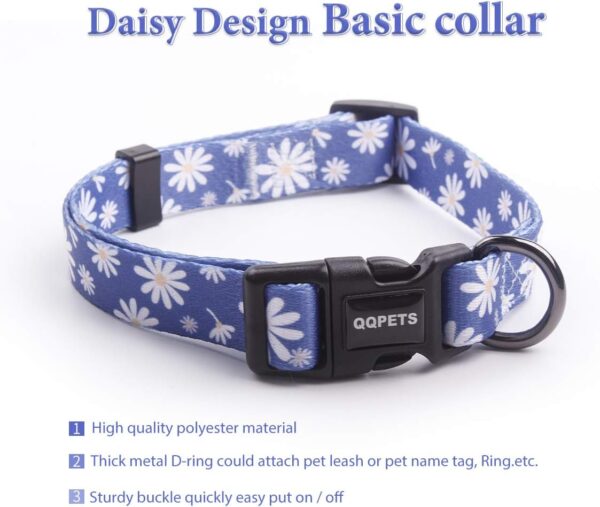 Dog Harness Collar Leash Set - No Pull Pet Adjustable Back Clip Halter Basic Collar Heavy Duty 5FT Anti-Twist Leash for Extra Small Puppy Medium Large Breed Training Easy Walk Running (Daisy, S) - Image 3