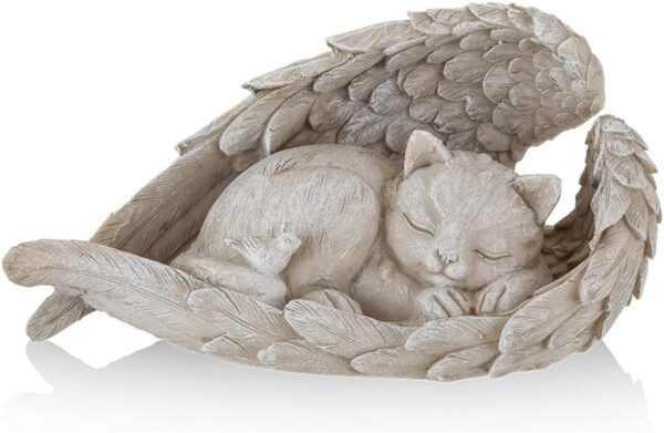 Cat Angel Memorial Statue Commemorates Our Lost Fur Baby,Cat Figurines is Placed in The Outdoor Garden or Tombstone,cat Statue Resin