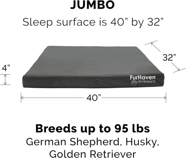 Furhaven Water-Resistant Orthopedic Dog Bed for Large Dogs w/ Removable Washable Cover, For Dogs Up to 95 lbs - Indoor/Outdoor Logo Print Oxford Polycanvas Mattress - Stone Gray, Jumbo/XL - Image 2