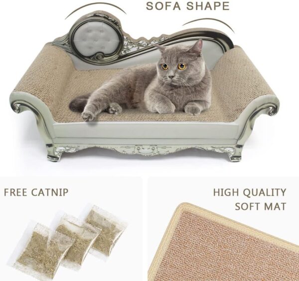 SONGWAY Cat Scratcher Sofa Bed - Corrugated Cardboard Scratching Lounge Luxury Scratching Post Furniture Protecter with Textured Cat Scratcher Mat - Image 4