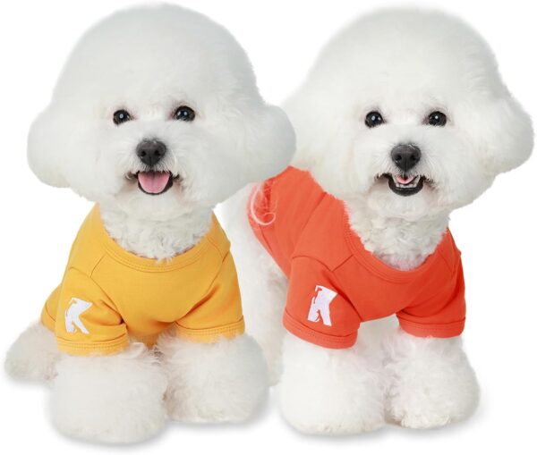 Koneseve Dog Shirts Breathable Cotton Dog Clothes Stretchy T-Shirt for Small Medium Large Dogs Cat Shirt Soft Puppy Outfit Kitten Apparel Pet Pullover Tee Blank Sweatshirt 2-Pack Yellow & Orange 4XL - Image 3