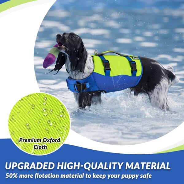 SlowTon Dog Life Jacket, Adjustable Ripstop Dog Life Vest with One Piece Belly Support Superior Buoyancy, Skin-Friendly Neoprene Pet Safety Flotation Vest for Swimming Boating Pool Beach(Yellow,XXS) - Image 4