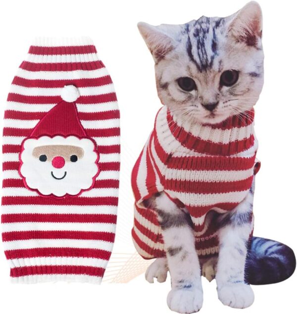 Cat Sweater Christmas Santa Claus Pet Cat Winter Knitwear Warm Clothes X-Small