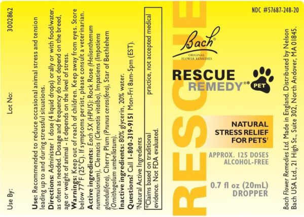 Bach RESCUE Remedy PET Dropper 20mL, Natural Stress Relief, Calming for Dogs, Cats, & Other Pets, Homeopathic Flower Essence, Thunder, Fireworks & Travel, Separation, Sedative-Free - Image 4