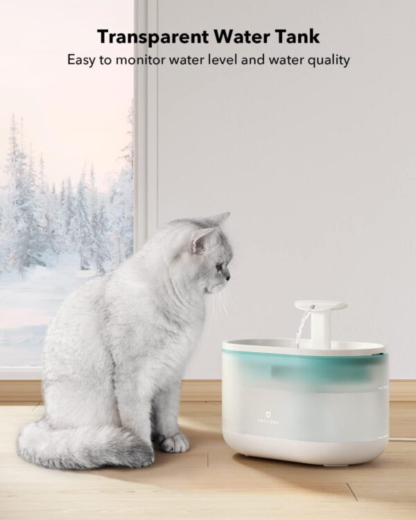 PETLIBRO Cat Water Fountain Ultra Quiet with Two Flow Modes, Large-Size Filter Capsule Pet Water Fountain, 71oz/2.1L Visible Water Level Dog Water Dispenser for Cats & Dogs - Image 5