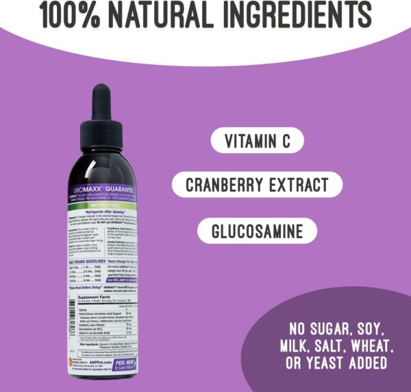 Cat & Dog Urinary Tract Treatment, Bladder & Kidney Support for Dogs and Cats, Powerful yet Gentle Pet Care, with Liquid Cranberry & Glucosamine, Chicken Flavor, 6 oz Bottle, 1 Pack - Image 7