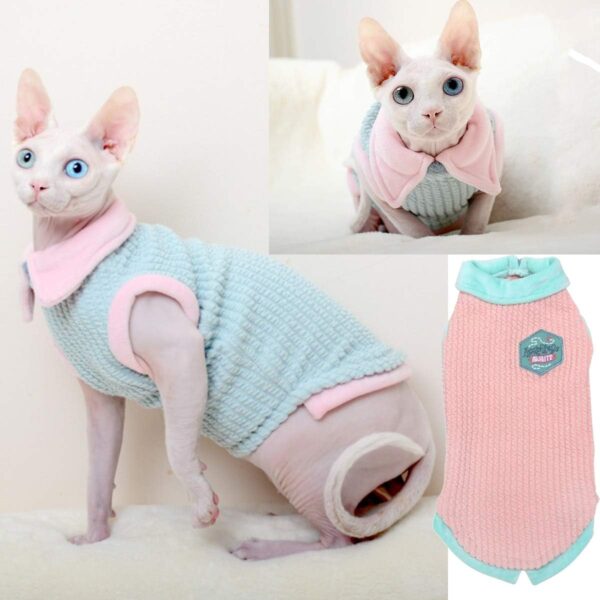 Bonaweite Hairless Cats T-Shirt Dress, Breathable Cat Wear Clothes Vest Shirts for Sphynx, Cornish Rex, Devon Rex, Peterbald - Image 4