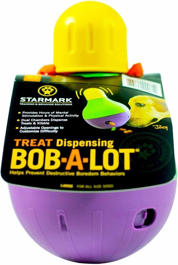 Starmark Bob-A-Lot Interactive Dog Pet Toy, Large, Yellow/Green/Purple