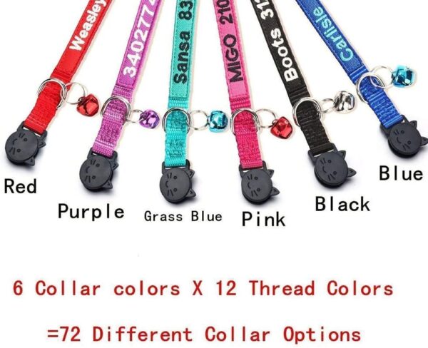 Cat Collar,Personalized Embroidered Nylon Cat ID Collars with Bell - Custom Text with Pet Name and Phone Number … - Image 5