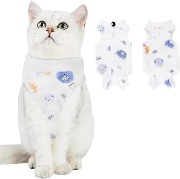 Coppthinktu Cat Professional Recovery Suit After Surgery, Breathable Cat Surgery Recovery Suit for Abdominal Wounds or Skin Diseases, E-Collar Alternative After Surgery Wear Anti Licking Wounds