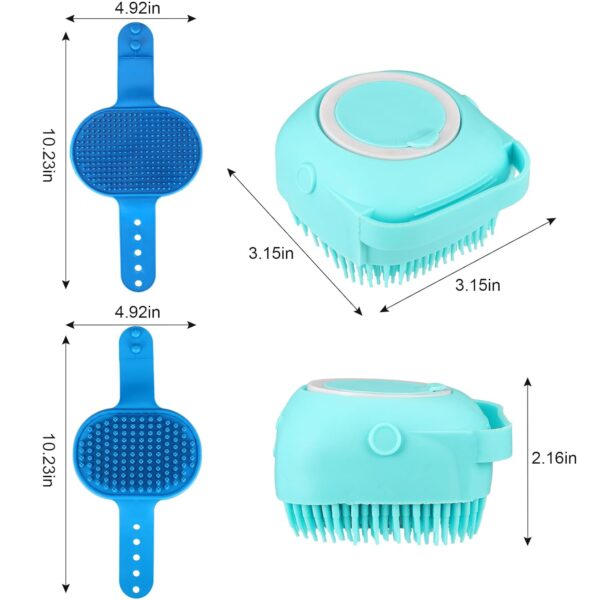 3PCS Dog Bath Brush, Dog Scrubber for Bath, Dog Bath Supplies, Dog Shampoo Brush with Adjustable Ring Handle, Bathing and Massaging Brush Christmas Gifts for Long Short Haired Dogs and Cats Blue - Image 6