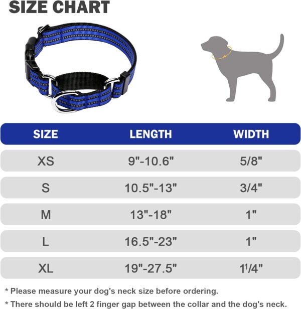 Martingale Dog Collars Reflective Nylon Dog Collar with Quick Release Buckle Adjustable Training No Slip Dog Collar (Large, Blue) - Image 6