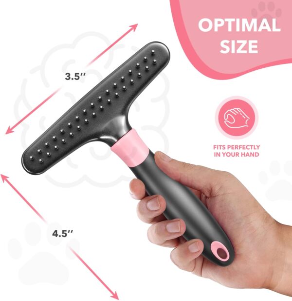 Dog rake deshedding dematting Brush Comb - Undercoat rake for Dogs, Cats, matted, Short,Long Hair Coats - Brush for Shedding, Double Row Stainless Steel pins - Reduce Shedding by 90% (Pink) - Image 5