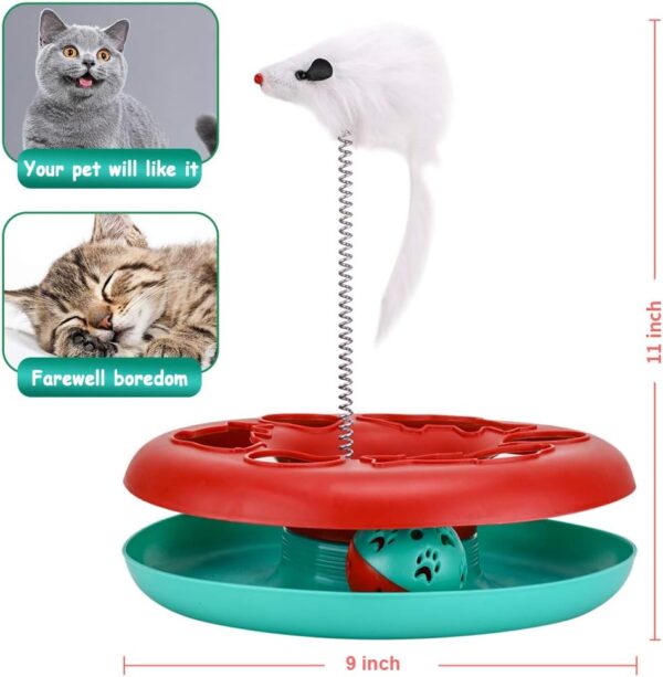 Cat Toys, Cat Toys for Indoor Cats,Interactive Kitten Toys Roller Tracks with Catnip Spring Pet Toy with Exercise Balls Teaser Mouse (red) - Image 5