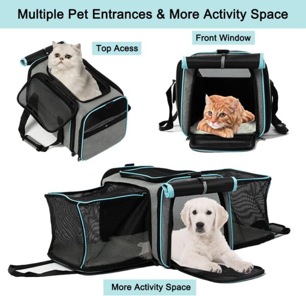 Pet Carrier with Wheels for Small Medium Cat&Dog Soft&Expandable Carrier Airline Approved - Image 3