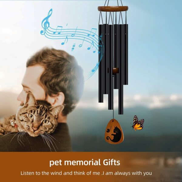 Cat Memorial Gifts Wind Chimes,Cat Loss Sympathy Gifts to Honor and Remember Cat,Pet Memorial Gifts for Cat Lovers with 7 Chakra Rainbow Bridge Bracelet,28 inches - Image 2