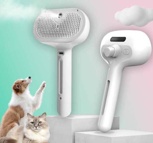 Pet Steam Brush for Shedding, Short & Long Hair Cat Grooming, Dog Steamy Self Cleaning Spray Brush with Release Button, Anti-Static Mist Hair Comb With Steel Bristles Pet Supplies - Image 7