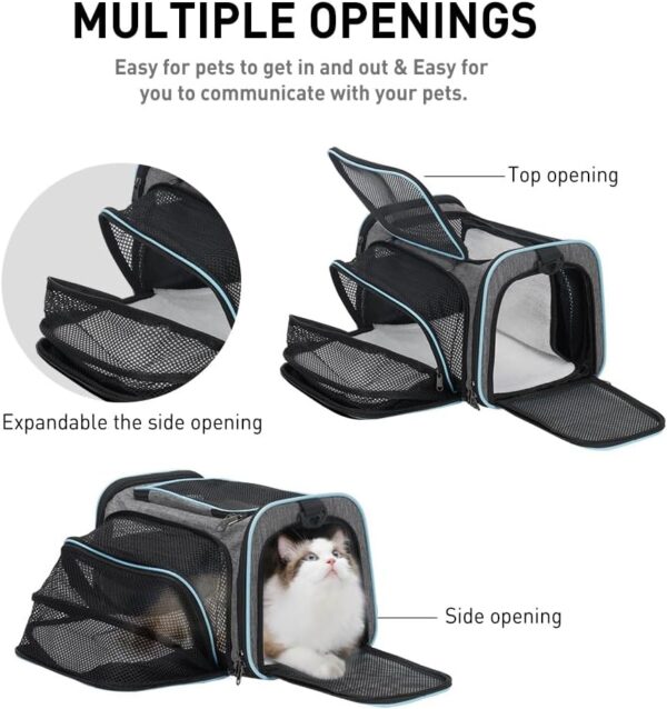 Expandable pet carrier, airline-approved collapsible cat soft-sided carrier with removable plush pad, suitable for cats, small dogs, small dogs (16.2 inches x 10 inches x 10.6 inches) - Image 4