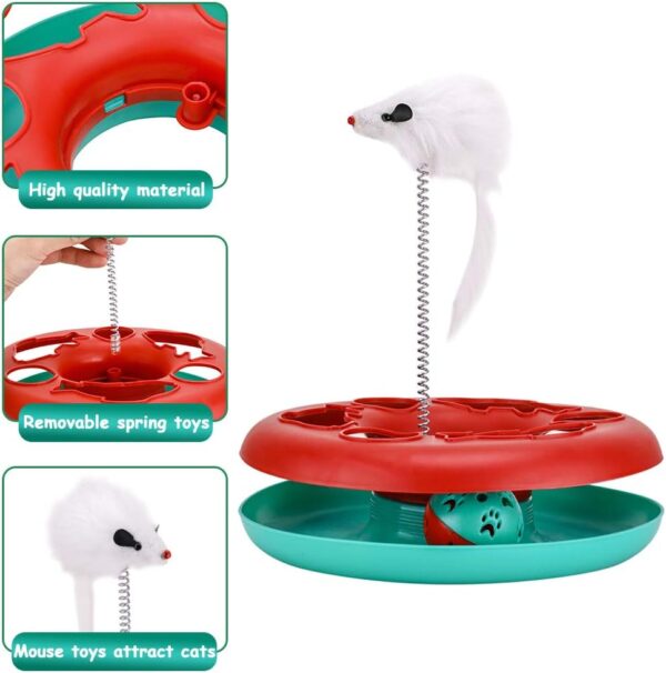 Cat Toys, Cat Toys for Indoor Cats,Interactive Kitten Toys Roller Tracks with Catnip Spring Pet Toy with Exercise Balls Teaser Mouse (red) - Image 2